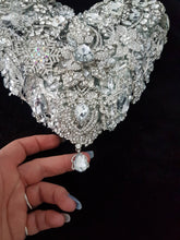 Load image into Gallery viewer, Heart brooch bouquet, jewel heart wedding bouquet.
