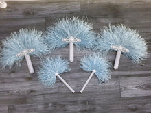 Load image into Gallery viewer, Ostrich PLUME Feather Fan   bouquet luxury  alternative  Bouquet  Great Gatsby wedding style -ANY COLOUR  Artificial bouquet
