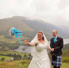 Load image into Gallery viewer, Pearl and crystal wedding bouquet  &amp;  boutonniere  flower girl wand many colours
