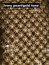 Load image into Gallery viewer, Gold crystal &amp; ivory Pearl wedding cake stand - round or square all sizes by Crystal wedding uk
