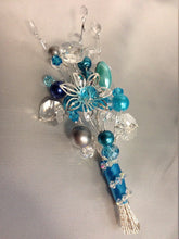 Load image into Gallery viewer, Pearl and crystal wedding bouquet  &amp;  boutonniere  flower girl wand many colours
