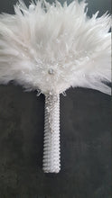 Load image into Gallery viewer, Snowflake  Feather Fan bouquet, winter wedding, Christmas bouquet.
