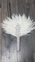 Load image into Gallery viewer, Brides Feather Fan bouquet ,  Great Gatsby wedding decor
