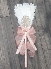 Load image into Gallery viewer, Bridesmaid Feather Fan flower girl wand. feather bouquet,  Great Gatsby 1920&#39;s wedding - ANY COLOUR
