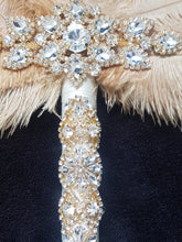 Load image into Gallery viewer, Bridal Feather Fan bouquet, Great Gatsby wedding style -ANY COLOUR by Crystal wedding uk
