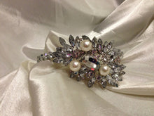 Load image into Gallery viewer, Large side tiara, Pearl crystal hairband, hairpeice
