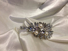 Load image into Gallery viewer, Large side tiara, Pearl crystal hairband, hairpeice
