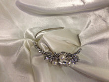Load image into Gallery viewer, Large side tiara, Pearl crystal hairband, hairpeice
