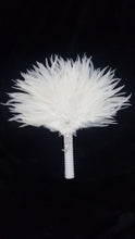 Load image into Gallery viewer, Snowflake  Feather Fan bouquet, winter wedding, Christmas bouquet.
