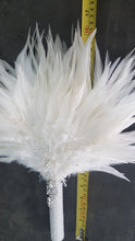 Load image into Gallery viewer, Snowflake  Feather Fan bouquet, winter wedding, Christmas bouquet.
