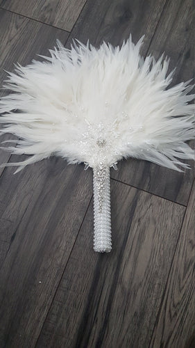 Snowflake  Feather Fan bouquet, winter wedding, Christmas bouquet.