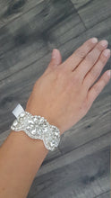Load image into Gallery viewer, Wedding Cuff  set of 4 Bracelet Great Gatsby Vintage Glam Art Deco Crystal rhinestone  bridesmaid flower girl  small size-
