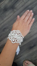 Load image into Gallery viewer, Wedding Cuff,  Vintage Glam,Art Deco, Crystal rhinestone  bracelet. by Crystal wedding uk
