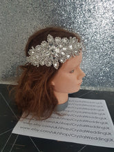 Load image into Gallery viewer, Vintage style Bridal Flapper headpiece fascinator ,1920&#39;s rhinestone Headpiece, The Great Gatsby rhinestone brooch, hair tie
