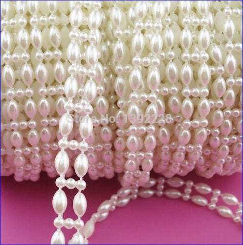 1 meter Pearl chain ribbon banding string cake ribbon  trim &  for crafts by Crystal wedding uk