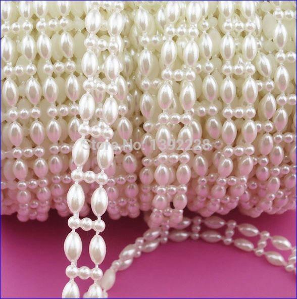 1 meter Pearl chain ribbon banding string cake ribbon  trim &  for crafts by Crystal wedding uk