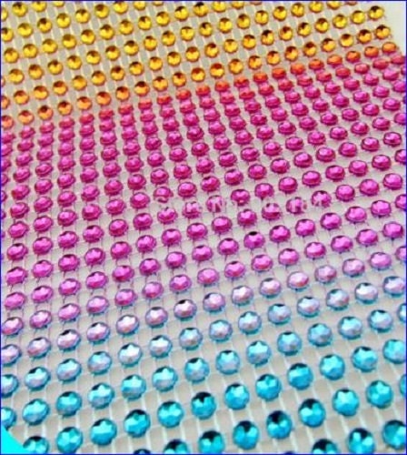 Rainbow multi  Rhinestone ribbon, Diamond Mesh, Diamante Bling, Crystal trim 1 METER cake trim. by Crystal wedding uk
