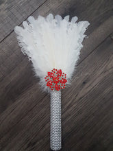 Load image into Gallery viewer, Bridesmaid Feather Fan bouquet,  Great Gatsby 1920&#39;s wedding - red,  graphite

