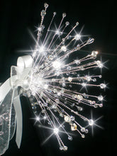 Load image into Gallery viewer, Crystal wire bouquet, Jewel crystal wedding bouquet&amp;  comlimentary groom&#39;s buttonhole.
