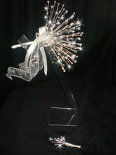 Load image into Gallery viewer, Crystal wire bouquet, Jewel crystal wedding bouquet&amp;  comlimentary groom&#39;s buttonhole.
