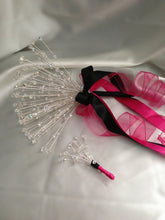 Load image into Gallery viewer, Crystal wire bouquet, Jewel crystal wedding bouquet&amp;  comlimentary groom&#39;s buttonhole.
