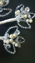 Load image into Gallery viewer, Crystal and pearl buttonhole  with Ab crystals  for a Winter wedding
