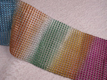 Load image into Gallery viewer, Rainbow multi  Rhinestone ribbon, Diamond Mesh, Diamante Bling, Crystal trim 1 METER cake trim. by Crystal wedding uk
