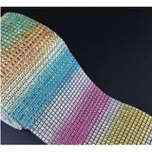 Load image into Gallery viewer, Rainbow multi  Rhinestone ribbon, Diamond Mesh, Diamante Bling, Crystal trim 1 METER cake trim. by Crystal wedding uk
