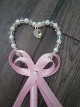 Load image into Gallery viewer, ivory Pearl heart flower girl wand, bridesmaid wand. by Crystal wedding uk
