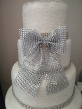 Load image into Gallery viewer, Diamante cake bow .bling bow,  cake decorations topper + 1m of ribbon by Crystal wedding uk
