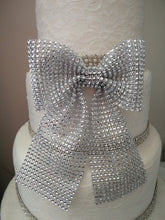 Load image into Gallery viewer, Diamante cake bow .bling bow,  cake decorations topper + 1m of ribbon by Crystal wedding uk
