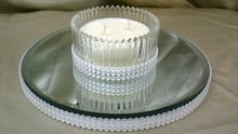 Load image into Gallery viewer, Diamante Rhinestone cake stand, platform plate White or ivory pearl &amp; real glass crystals

