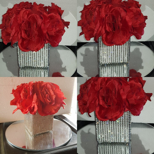Table centrepiece,Rose and rhinestone crystal, wedding table decor