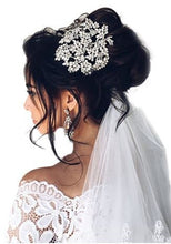 Load image into Gallery viewer, large Vintage couture inspired crystal tiara side hair piece
