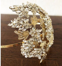 Load image into Gallery viewer, large Vintage couture inspired crystal tiara side hair piece
