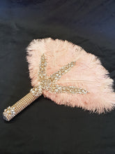 Load image into Gallery viewer, Blush pink Feather Fan bridal hand fan bouquet, READY TO SHIP
