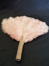 Load image into Gallery viewer, Blush pink Feather Fan bridal hand fan bouquet, READY TO SHIP
