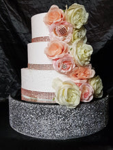 Load image into Gallery viewer, Crystal Diamante ENCRUSTED wedding cake stand - round or square by Crystal wedding uk
