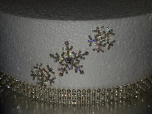 Load image into Gallery viewer, Snowflake diamante  Cake  topper decorations for a Winter wedding cake by Crystal wedding uk
