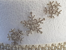 Load image into Gallery viewer, Snowflake diamante  Cake  topper decorations for a Winter wedding cake by Crystal wedding uk

