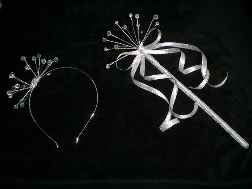 Crystal flower girl wand plus matching crystal head band
