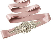 Load image into Gallery viewer, Brides sash belt, rhinestone bridal dress belt.
