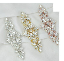 Load image into Gallery viewer, Rose gold crystal Flower wrist corsage set of 4 pieces, Wedding cuff, BRIDAL WRISTLET by Crystal wedding uk
