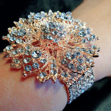 Load image into Gallery viewer, ROSE GOLD Wrist corsage ,Crystal rhinestone Wedding Cuff, bridesmaid Bracelet by Crystal wedding uk
