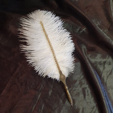 Load image into Gallery viewer, Ostrich Feather Quill Dip Pen Set . Matching Pen Stand for Weddings, Calligraphy, and Gifts
