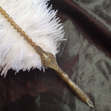 Load image into Gallery viewer, Ostrich Feather Quill Dip Pen Set . Matching Pen Stand for Weddings, Calligraphy, and Gifts
