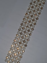 Load image into Gallery viewer, Gold Diamante &amp; white pearl ribbon string style banding ,rhinestone wedding cake decoration 1 yard  - White and Gold
