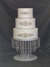 Load image into Gallery viewer, Wedding cake stand, Tiered style, real  crystal chandelier cake stand+ LED
