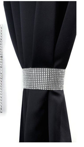 Curtain tie backs, Pair (x2) Of Diamante Effect Crystal, MAGNETIC hold Backs for Curtains   NO STONES