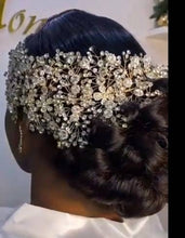 Load image into Gallery viewer, large Vintage  inspired crystal tiara hair band wrap  , hair piece by Crystal wedding uk
